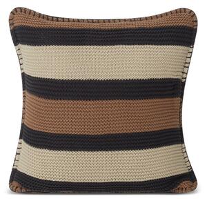 Lexington Striped Knitted Cotton cushion cover 50x50 cm Brown-dark grey-light beige