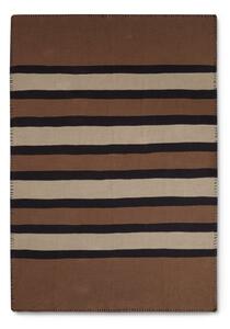 Lexington Striped Knitted Cotton throw 130x170 cm Brown-beige-dark gray