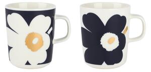 Marimekko Juhla Unikko mug 25 cl 2-pack White-dark blue-gold