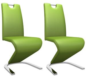 Dining Chairs with Zigzag Shape 2 pcs Green Faux Leather