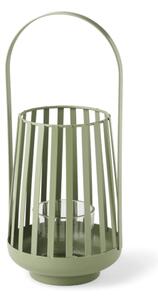 Candleholder - Iron/glass. - Olive Green - Søstrene Grene