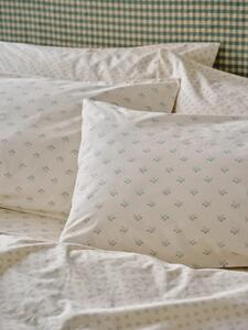 Mellow Green Martha Floral Cotton Pillowcases (Pair) | Standard | Piglet in Bed