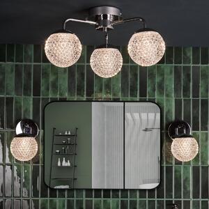 Dar Lighting Teva 3 Light Semi Flush Ceiling Light In Polished Chrome With Faceted Acrylic IP44