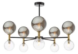 Dar Wisebuys Takara 10 Light Semi Flush Ceiling Light In Black With Clear And Smoked Glass