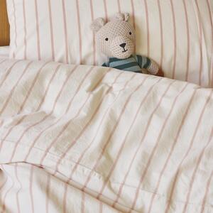 Blush Pink Slumber Stripe Kids Cotton Bedding Set | Cot | Piglet in Bed