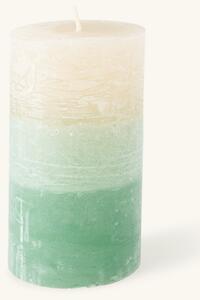 Rustic pillar candle - Paraffin/stearin wax/cotton. Ø7 x 12 cm. 48 hours. - Sage Green - Søstrene Grene