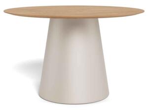 Salvo Wooden Round Dining Tables With Steel Base - Grey