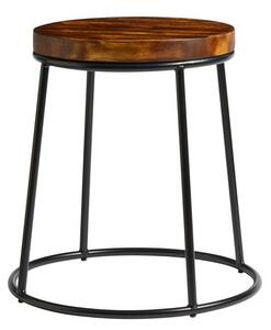 Max 45 Low Stool - Black - Rustic Aged Wooden Seat Pad