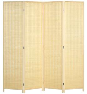 HOMCOM 4 Panel Folding Room Divider Screen, Wall Panel Privacy Furniture, Freestanding Paravent Partition Separator for Bedroom, 180 x 180cm, Natural
