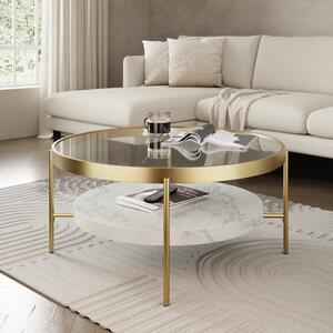 Noelle Gold Effect Faux Marble Coffee Table Clear