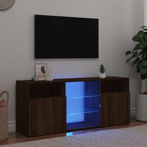 TV Cabinet with LED Lights Brown Oak 120x30x50 cm