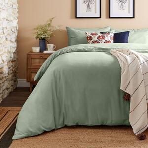 Simply Brushed Cotton Duvet Cover and Pillowcase Set Sage (Green)