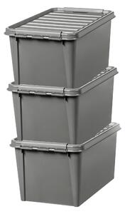 SmartStore Recycled 47L Set of 3 Boxes, Grey Grey