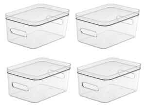 Compact Storage Tub Medium with lids 5.3L Set of 4, Clear