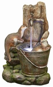 Easy Fountain Distinctive Playful Otters Water Fountain with LEDs