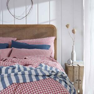 Piglet Mineral Red Gingham 100% Linen Pillowcases (Pair) Size Square