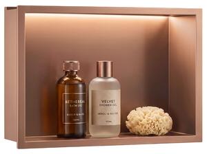 Bathroom shelf LED 30x45 brush copper