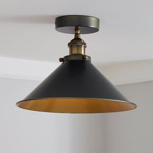 Logan 1 Light Pendant Grey Industrial Semi-Flush Ceiling Fitting Brass Nickel