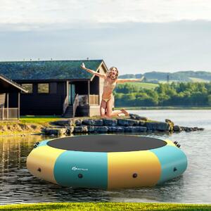 Costway 10FT Inflatable Water Trampoline with 500W Electric Inflator-Yellow