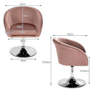 Costway Swivel Velvet Bar Chair with Elastic Sponge for Home-Pink