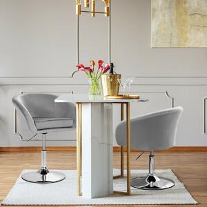 Costway Swivel Velvet Bar Chair with Elastic Sponge for Home-Grey