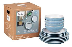 Denby Elements 12 Piece Dinner Set Blue
