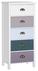 HOMCOM Chest of Drawers, 5-Drawer Dresser with Metal Handle, Slim Storage Organiser Unit for Living Room, Bedroom