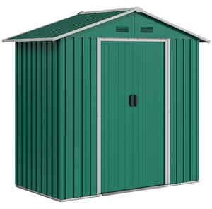 Outsunny 6.5ft x 3.5ft Metal Garden Storage Shed for Outdoor Tool Storage with Double Sliding Doors and 4 Vents, Green