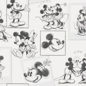 Kids at Home Wallpaper Mickey and Minnie Sketch Black and White
