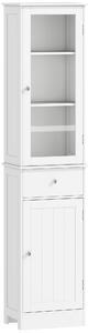 Kleankin Bathroom Storage Cabinet with 3-tier Shelf Drawer Door, Floor Cabinet Free Standing Tall Slim Side Organizer Shelves, White Aosom UK