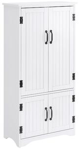 HOMCOM Accent Floor Storage Cabinet Kitchen Pantry with Adjustable Shelves and 2 Lower Doors, White Aosom UK