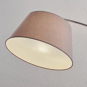 Evelyna arc floor lamp with a fabric lampshade