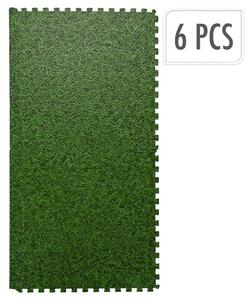XQ Max Floor Mat Tiles Set Grass Print 6 pcs Green