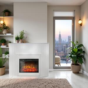 Free Standing Electric Fires with decorative slats ElectricSun LAMELIA White, with Sound Effect, 3 Colour, with APP, W120xH102cm