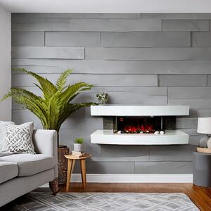 Wall Mounted Electric Fires ElectricSun Paula BIG White Electric Fire, with Sound Effect, 10 Colour, with APP, W150xH46x31cm