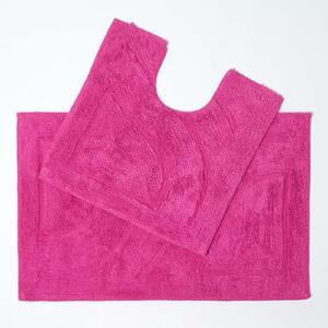 Homescapes Luxury Two Piece Bath Mat Set Cerise Pink