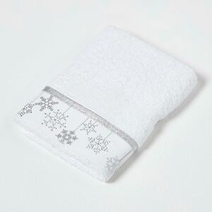 Homescapes Snowflake Embroidered 100% Cotton Christmas Hand Towel