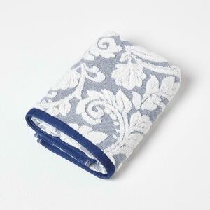 Homescapes Navy Damask Hand Towel 600GSM 100% Turkish Cotton