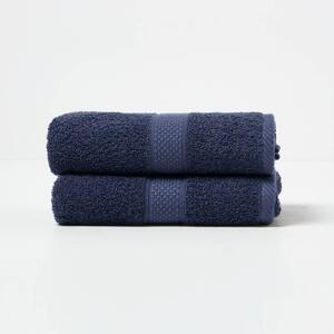 Homescapes Navy Blue Hand Towel Set of 2 Turkish Cotton