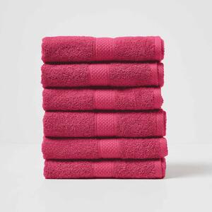 Homescapes Raspberry Hand Towel Set of 6 Turkish Cotton