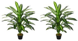 Outsunny Set of 2 Artificial Dracaena Trees, 110cm/3.6FT Tall Decorative Plants with 40 Leaves & Nursery Pot, Fake Tropical Tree for Indoor/Outdoor
