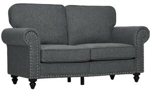 HOMCOM Two-Seater Mid-Century Sofa, with Pocket Springs - Charcoal Grey