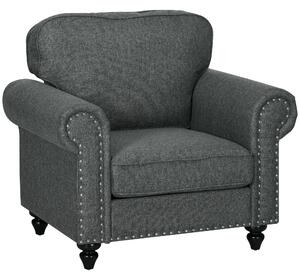 HOMCOM Mid-Century Armchair, with Pocket Springs - Dark Grey