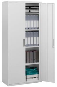HOMCOM Five Shelf Lockable Steel Office Cabinet - White