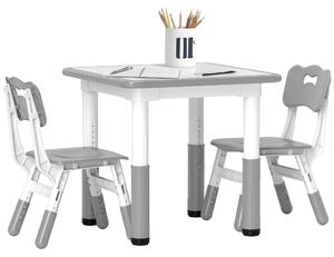 AIYAPLAY Height Adjustable Toddler Table and Chair Set, 3 Pcs Children Activity Table w/ 2 Chairs, for Playroom, Bedroom - Grey Aosom UK