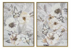 Painting DKD Home Decor Flowers (50 x 3,5 x 70 cm) (2 Units)