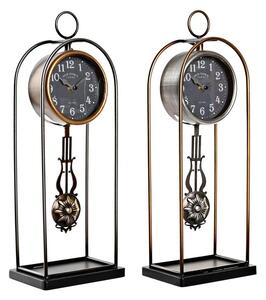 Table clock DKD Home Decor Crystal Black Golden Iron (17 x 12 x 46,5 cm) (2 Units)