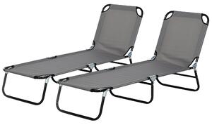 Outsunny Garden Sun Lounger, with Five-Position Back - Grey