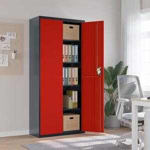 File Cabinet Anthracite and Red 90x40x200 cm Steel