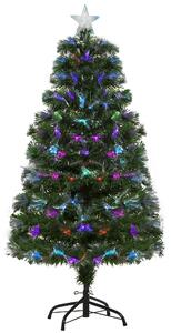 HOMCOM HOMCM 1.2m Tall Artificial Tree Fiber Optic Colorful LED Pre-Lit Holiday Home Christmas Decoration with Flash Mode, Green